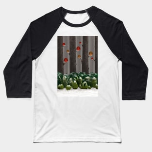 Cardinals in Winter Forest Snow and Trees Baseball T-Shirt